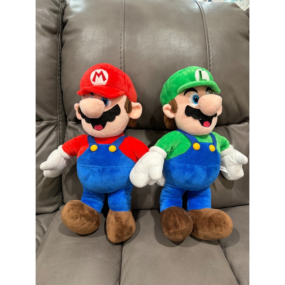 Super Mario Bros Mario and Luigi Plush Dolls Stuffed Toys Set 16"